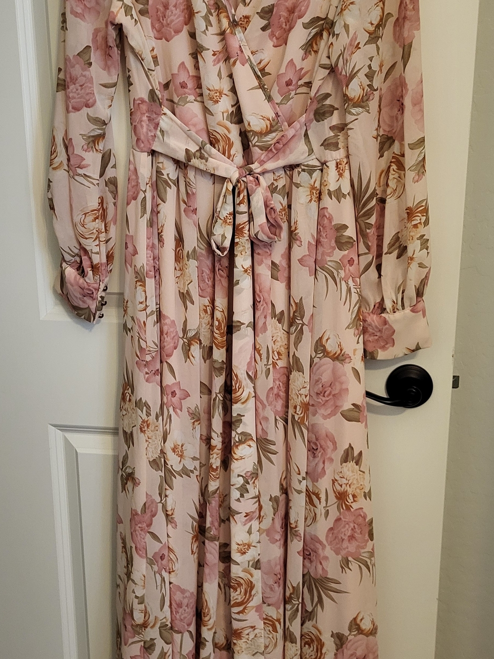 Ricarica Floral Pink Long Sleeve Wrap Maxi Dress